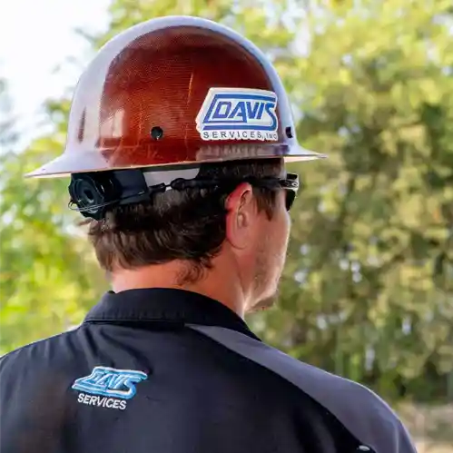 Technician with hard hat